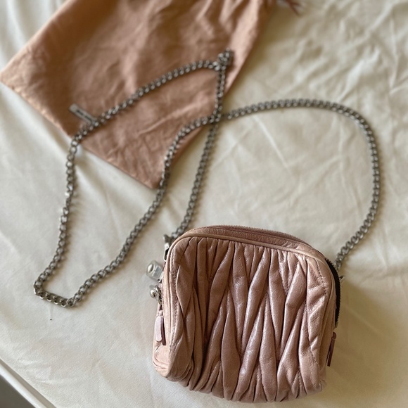 MIU MIU Nappa Matelasse Lux Camera Bag Mughetto - Picture 11 of 12